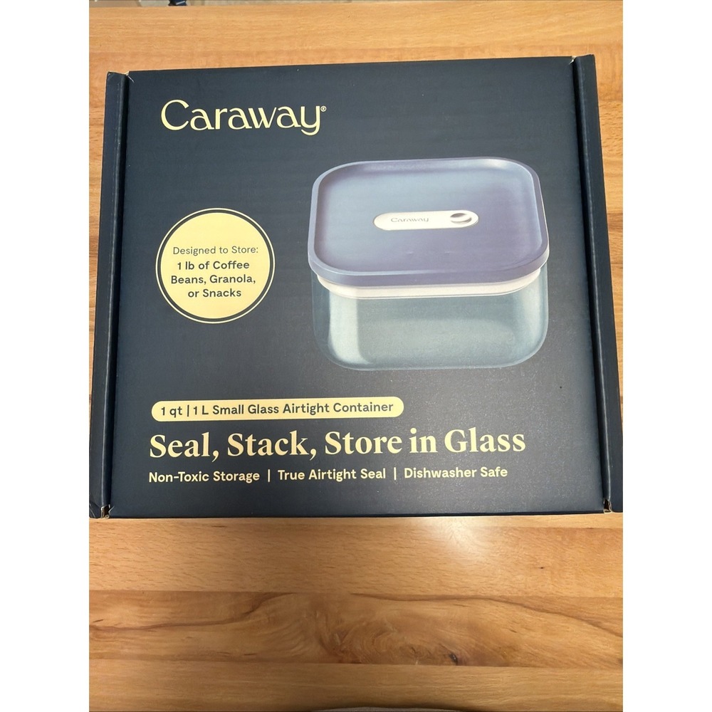 Caraway 1qt Glass Airtight Food Storage Container with Lid - Non-Toxic, BPA-Free